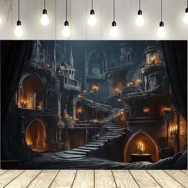Halloween Horror Photograph Backdrop House Hanging Tapestry Wall Art Large Tapestry Mural Decor Blanket Curtain Home Bedroom Living Room Decoration