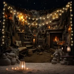 Halloween Horror Photograph Backdrop House Hanging Tapestry Wall Art Large Tapestry Mural Decor Blanket Curtain Home Bedroom Living Room Decoration