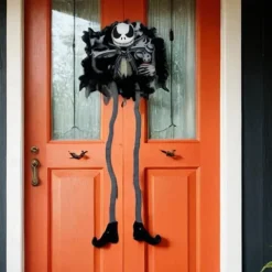 Halloween Horror Pumpkin Wreath Jack Wreath Skellington Door Hanging Holiday Party Horror Skull Decoration Props Halloween Skeleton Decoration