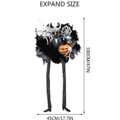 Halloween Horror Pumpkin Wreath Jack Wreath Skellington Door Hanging Holiday Party Horror Skull Decoration Props Halloween Skeleton Decoration