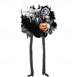 Halloween Horror Pumpkin Wreath Jack Wreath Skellington Door Hanging Holiday Party Horror Skull Decoration Props Halloween Skeleton Decoration