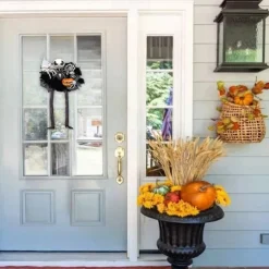 Halloween Horror Pumpkin Wreath Jack Wreath Skellington Door Hanging Holiday Party Horror Skull Decoration Props Halloween Skeleton Decoration