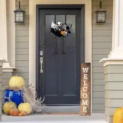 Halloween Horror Pumpkin Wreath Jack Wreath Skellington Door Hanging Holiday Party Horror Skull Decoration Props Halloween Skeleton Decoration