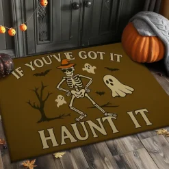 Halloween Indoor Outdoor Doormat Kitchen Mat "There's Some Horrors in This House" Funny Quote, Non-Slip Front Door Mat for Porch, Entryway, Patio, Bedroom, Bathroom and 2025 Halloween Home Decoration