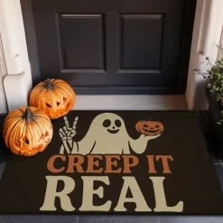 Halloween Indoor Outdoor Doormat Kitchen Mat "Ghouls Just Wanna Have Fun" Funny Ghosts Design, Non-Slip Front Door Mat for Porch, Entryway, Patio, Bedroom, Bathroom and 2025 Halloween Home Decoration