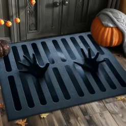 Halloween Indoor Outdoor Doormat Kitchen Mat Black Skeleton Spine Design, Non-Slip Front Door Mat for Porch, Entryway, Patio, Bedroom, Bathroom and 2025 Halloween Home Decoration