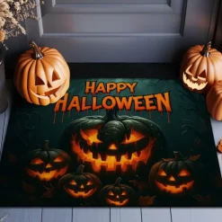 Halloween Indoor Outdoor Doormat Kitchen Mat Funny Skeleton Waiting for Halloween, Non-Slip Front Door Mat for Porch, Entryway, Patio, Bedroom, Bathroom and 2025 Halloween Home Decoration
