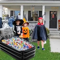 Halloween Inflatable Tombstone Coffin Drink Cooler Party Supplies, Halloween Party Beverage Holder for Indoor Outdoor Home Party Decorations Inflatable Serving Bar Drink Container
