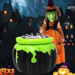Halloween Inflatable Witch Ice Bucket Inflatable Beverage Bucket Party Holiday Horror Decoration Cross-Border Storage Bucket Beverage Bucket