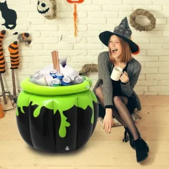 Halloween Inflatable Witch Ice Bucket Inflatable Beverage Bucket Party Holiday Horror Decoration Cross-Border Storage Bucket Beverage Bucket