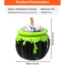 Halloween Inflatable Witch Ice Bucket Inflatable Beverage Bucket Party Holiday Horror Decoration Cross-Border Storage Bucket Beverage Bucket