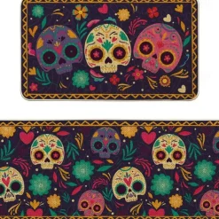 Halloween Kitchen Mats, 2PCS Kitchen Rugs, Cushioned Anti Fatigue Kitchen Mats for Floor, Non-Slip Standing Desk Mat, Waterproof Kitchen Rug Set for Kitchen, Floor, Office