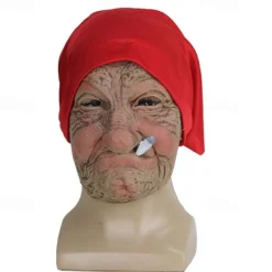 Halloween Latex face Covering Horror Head Covering Old Woman face Protection Latex Head Covering for Halloween Masquerade Carnival Costume Props