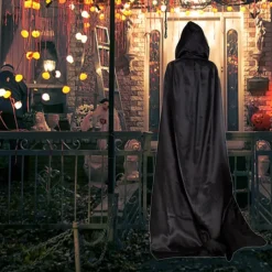 Halloween Loose Hooded Cape Adult Women Men Unisex Long Cloak Black Costume Dress Coats Gifts Children Adult for Halloween Party