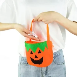 Halloween Loot Party Kids Pumpkin Trick Or Treat Tote Bags Candy Bag Halloween Candy Storage Bucket Portable Gift Basket