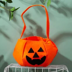 Halloween Loot Party Kids Pumpkin Trick Or Treat Tote Bags Candy Bag Halloween Candy Storage Bucket Portable Gift Basket