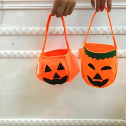 Halloween Loot Party Kids Pumpkin Trick Or Treat Tote Bags Candy Bag Halloween Candy Storage Bucket Portable Gift Basket