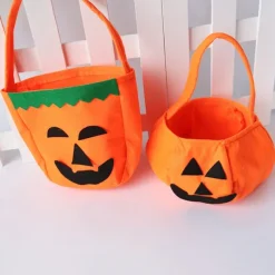 Halloween Loot Party Kids Pumpkin Trick Or Treat Tote Bags Candy Bag Halloween Candy Storage Bucket Portable Gift Basket