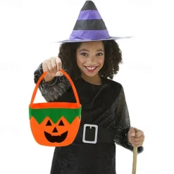Halloween Loot Party Kids Pumpkin Trick Or Treat Tote Bags Candy Bag Halloween Candy Storage Bucket Portable Gift Basket