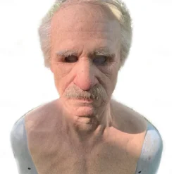 Halloween Mask Realistic Old Man Mask Creepy Human Latex Mask, Scary Wrinkle Mask Halloween Cosplay Costume Mask Party Props