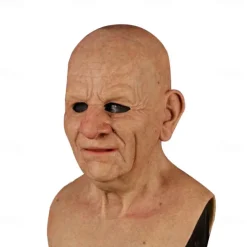 Halloween Mask Realistic Old Man Mask Creepy Human Latex Mask, Scary Wrinkle Mask Halloween Cosplay Costume Mask Party Props