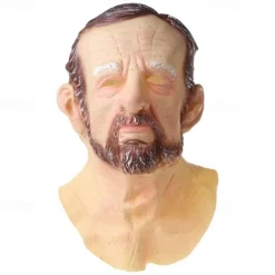 Halloween Mask Realistic Old Man Mask Creepy Human Latex Mask, Scary Wrinkle Mask Halloween Cosplay Costume Mask Party Props