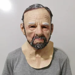 Halloween Mask Realistic Old Man Mask Creepy Human Latex Mask, Scary Wrinkle Mask Halloween Cosplay Costume Mask Party Props