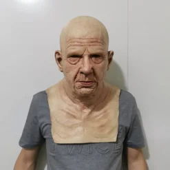 Halloween Mask Realistic Old Man Mask Creepy Human Latex Mask, Scary Wrinkle Mask Halloween Cosplay Costume Mask Party Props