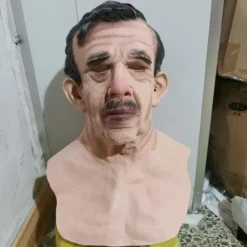 Halloween Mask Realistic Old Man Mask Creepy Human Latex Mask, Scary Wrinkle Mask Halloween Cosplay Costume Mask Party Props
