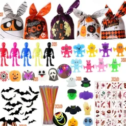 Halloween Mochi Squishy Toys with Gift Box Mini Kawaii Mochi Squeeze Toy Stress Reliever Anxiety Packs for Kids Party Favors Halloween Miniatures Halloween Treat Bags Gifts