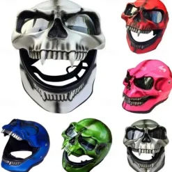 Halloween Motorcycle Skull Mask Skull Skeleton Visor With Adjustable Skeleton Helmets Motorcycle For Young People