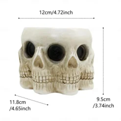 Halloween Multi-Faced Skull Resin Planter - Unique Creative Succulent Pot - Halloween Candy Bowl - Spooky Green Plant Pot Decoration