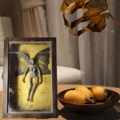 Halloween Mummified Fairy Display Box Solid Mdf Rectangle Distressed Wooden Hard Gift Durable Scary Mummy Skeleton With Wing Decoration Living Room Supplies