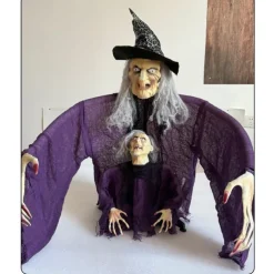 Halloween New Arrival Parent and Child Witch Figurine Set with Ground Plug and Glowing Little Witch for Garden Atmosphere Decoration