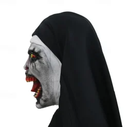 Halloween Nun Mask Horror Latex Masks Cosplay Mascarillas Valak Face Masques with Headpiece