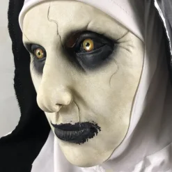 Halloween Nun Mask Horror Latex Masks Cosplay Mascarillas Valak Face Masques with Headpiece