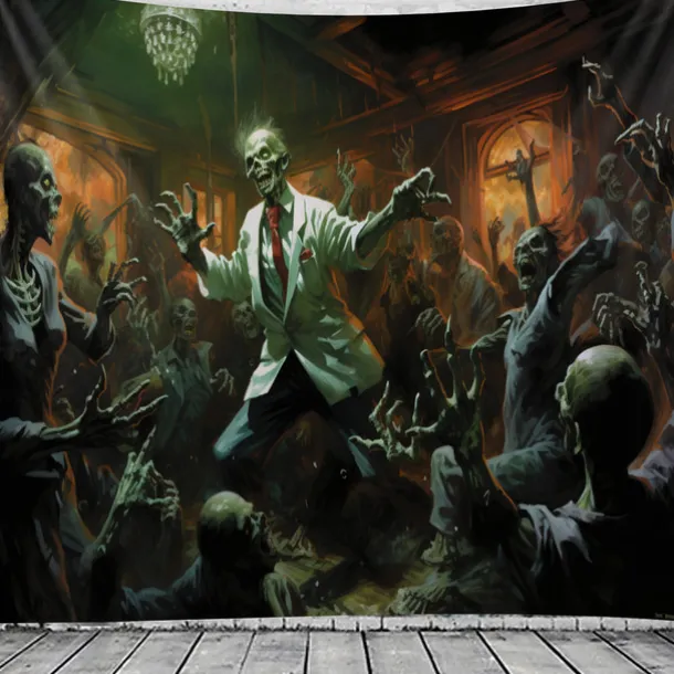 Halloween Party Horror Hanging Tapestry Wall Art Large Tapestry Mural Decor Photograph Backdrop Blanket Curtain Home Bedroom Living Room Decoration Skull Zombie Blood Halloween Decorations