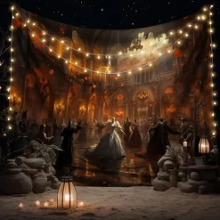 Halloween Party Horror Hanging Tapestry Wall Art Large Tapestry Mural Decor Photograph Backdrop Blanket Curtain Home Bedroom Living Room Decoration Skull Zombie Blood Halloween Decorations