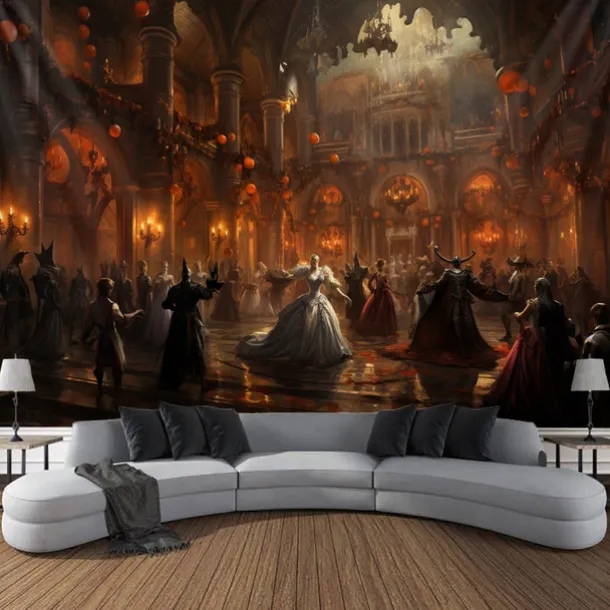 Halloween Party Horror Hanging Tapestry Wall Art Large Tapestry Mural Decor Photograph Backdrop Blanket Curtain Home Bedroom Living Room Decoration Skull Zombie Blood Halloween Decorations