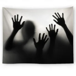 Halloween Party Wall Tapestry Art Decor Blanket Curtain Hanging Home Bedroom Decoration Polyester Ghost Horror Shadow Halloween Decorations