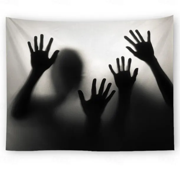 Halloween Party Wall Tapestry Art Decor Blanket Curtain Hanging Home Bedroom Decoration Polyester Ghost Horror Shadow Halloween Decorations