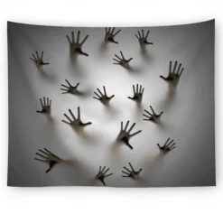Halloween Party Wall Tapestry Art Decor Blanket Curtain Hanging Home Bedroom Decoration Polyester Ghost Horror Shadow Halloween Decorations