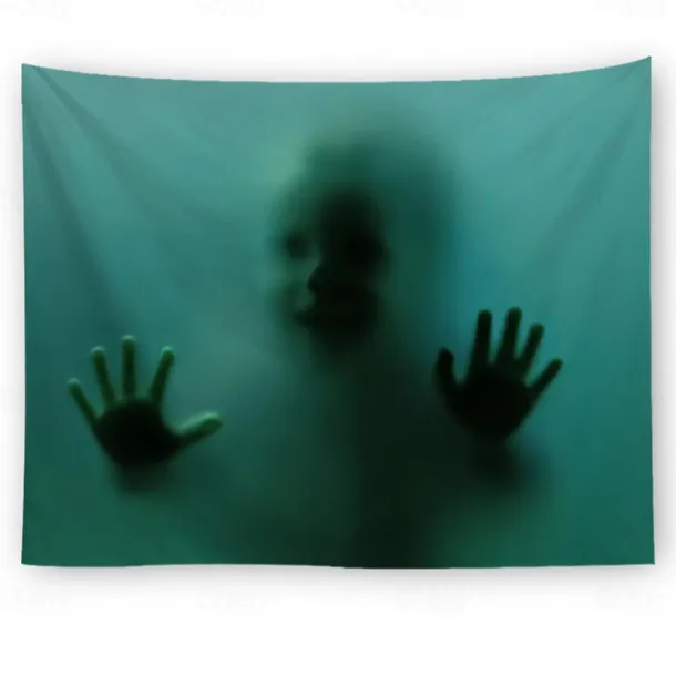 Halloween Party Wall Tapestry Art Decor Blanket Curtain Hanging Home Bedroom Decoration Polyester Ghost Horror Shadow Halloween Decorations