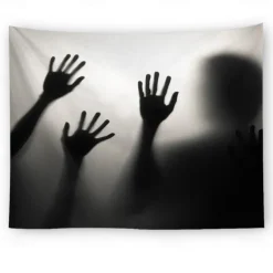 Halloween Party Wall Tapestry Art Decor Blanket Curtain Hanging Home Bedroom Decoration Polyester Ghost Horror Shadow Halloween Decorations