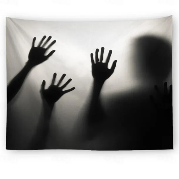 Halloween Party Wall Tapestry Art Decor Blanket Curtain Hanging Home Bedroom Decoration Polyester Ghost Horror Shadow Halloween Decorations