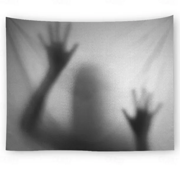 Halloween Party Wall Tapestry Art Decor Blanket Curtain Hanging Home Bedroom Decoration Polyester Ghost Horror Shadow Halloween Decorations