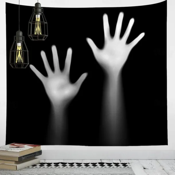 Halloween Party Wall Tapestry Art Decor Blanket Curtain Hanging Home Bedroom Decoration Polyester Ghost Horror Shadow Halloween Decorations