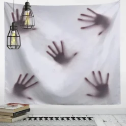 Halloween Party Wall Tapestry Art Decor Blanket Curtain Hanging Home Bedroom Decoration Polyester Ghost Horror Shadow Halloween Decorations