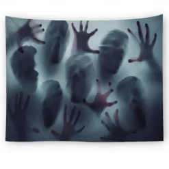 Halloween Party Wall Tapestry Art Decor Blanket Curtain Hanging Home Bedroom Decoration Polyester Ghost Horror Shadow Halloween Decorations