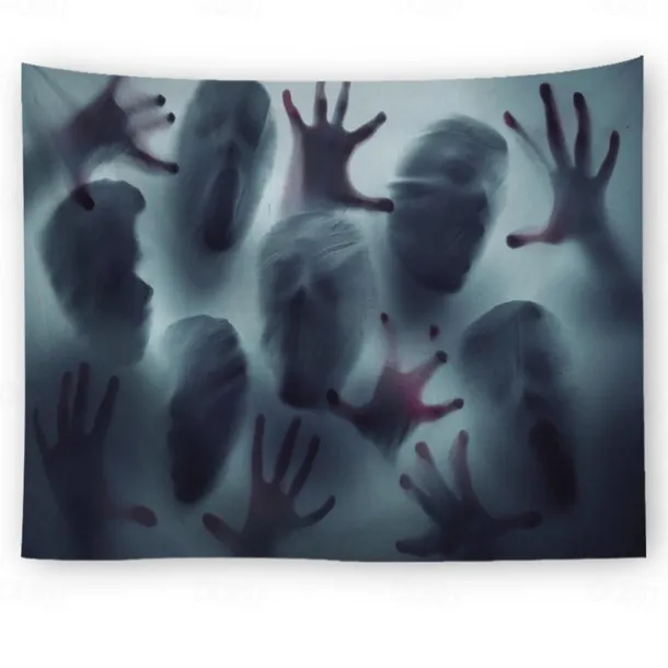 Halloween Party Wall Tapestry Art Decor Blanket Curtain Hanging Home Bedroom Decoration Polyester Ghost Horror Shadow Halloween Decorations
